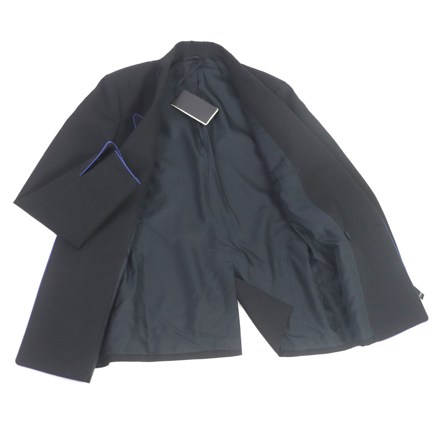 FENDI tailored jacket FJ0641 Outer: 97% wool, Outer: 3% polyester, Lining: 100% cupra black Double-breasted Gabardine Blazer mens 48 Used