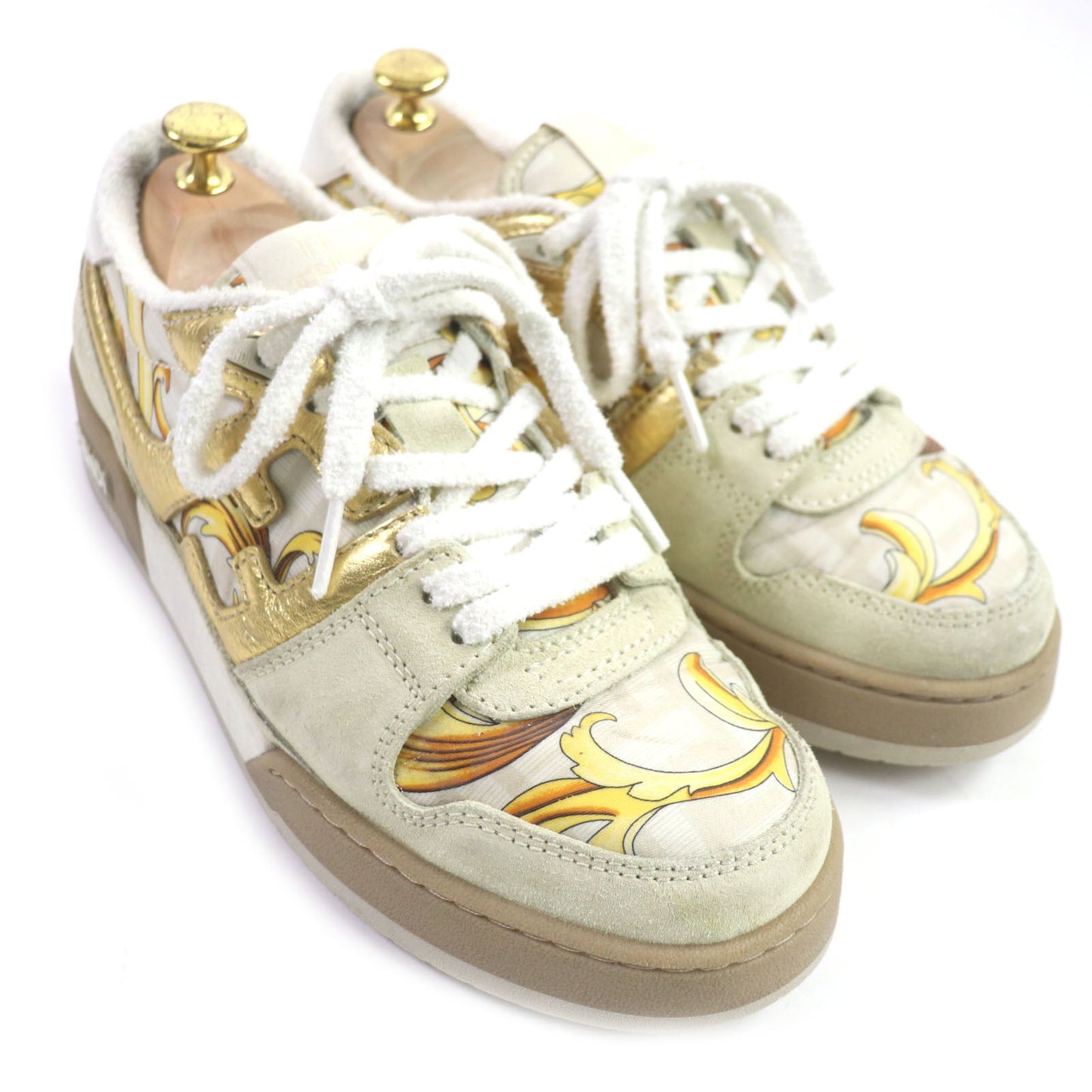 FENDI Low cut sneakers 7E1538 Main: Suede Beige gold MATCH mens 6 Used