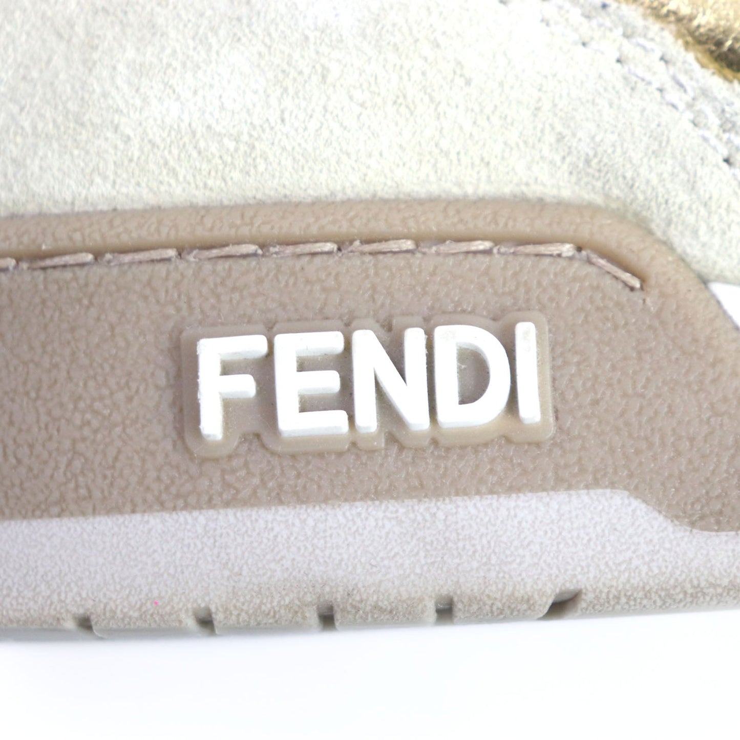 FENDI Low cut sneakers 7E1538 Main: Suede Beige gold MATCH mens 6 Used