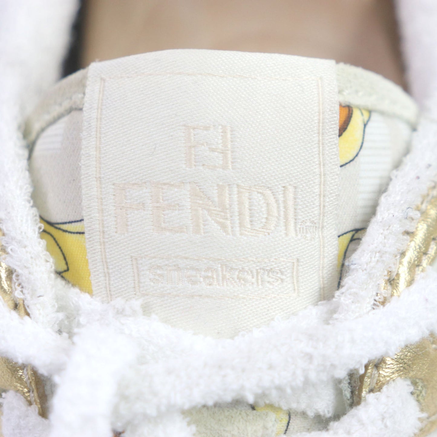 FENDI Low cut sneakers 7E1538 Main: Suede Beige gold MATCH mens 6 Used