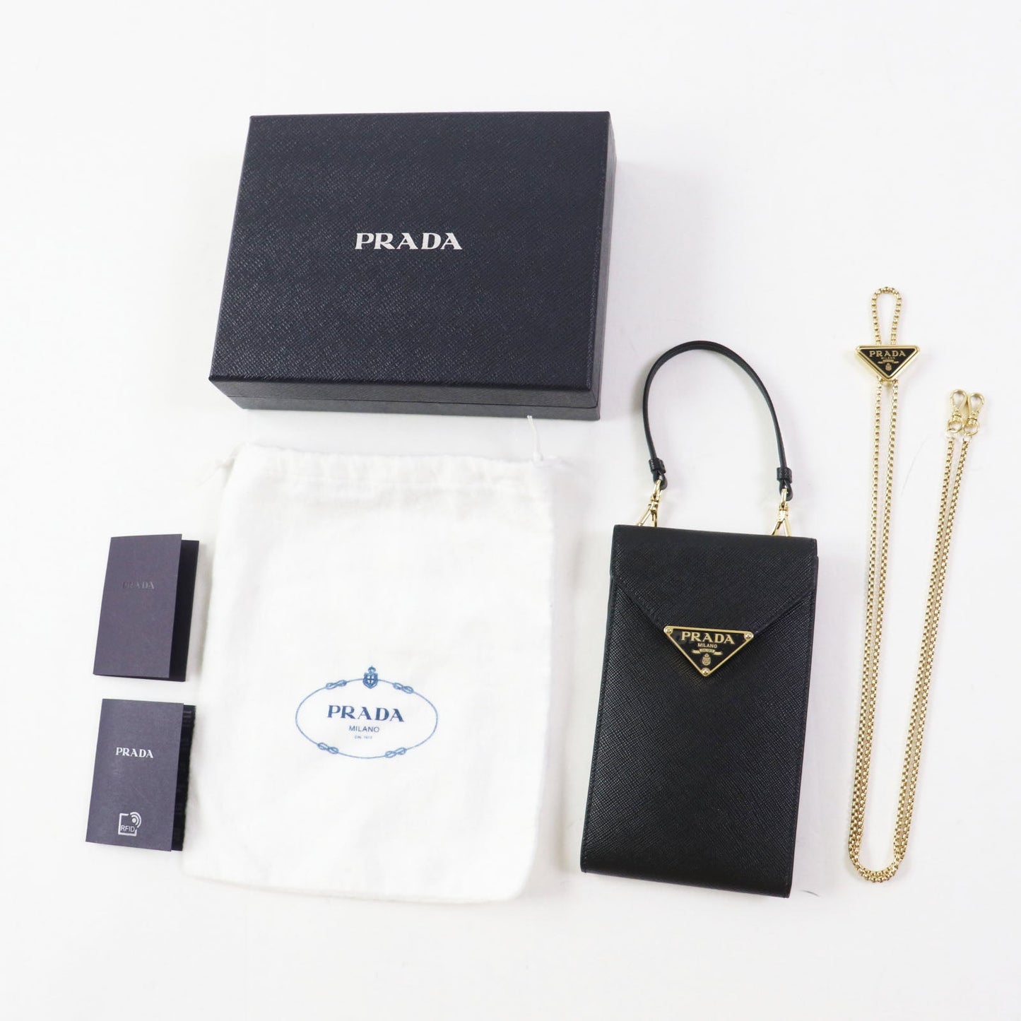PRADA Mobile phones and smartphone accessories 1BP050 Safiano leather black Saffiano leather mini bag