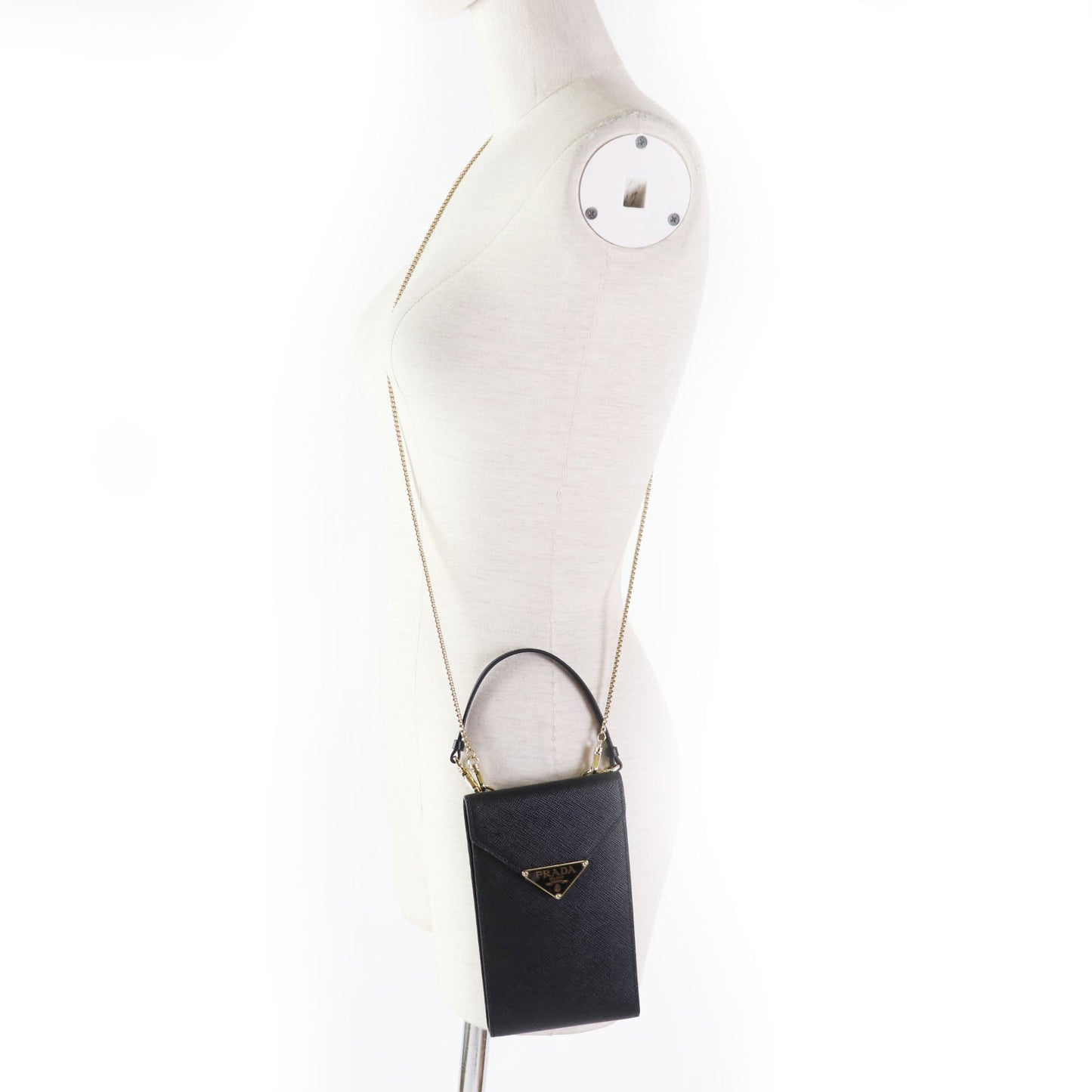 PRADA Mobile phones and smartphone accessories 1BP050 Safiano leather black Saffiano leather mini bag