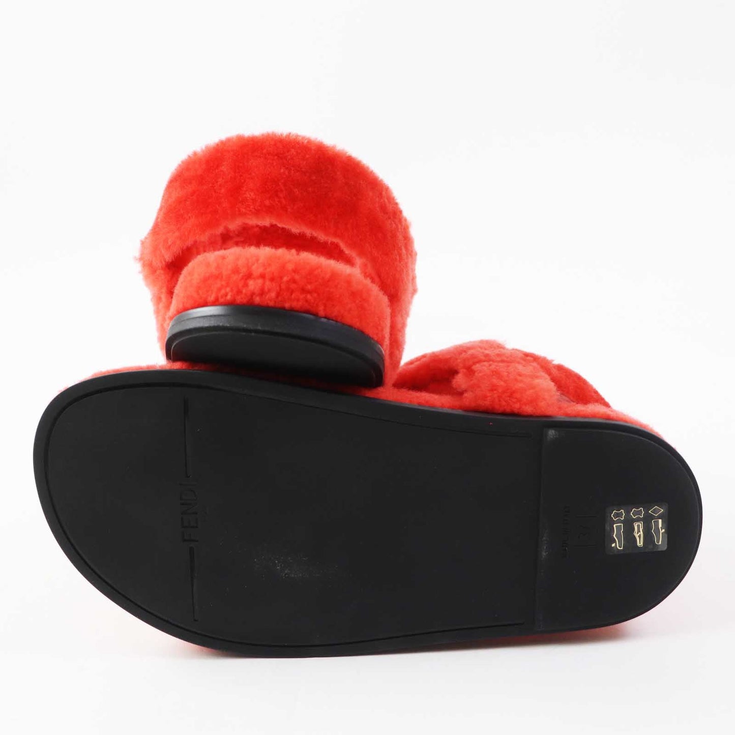 FENDI Sandals 8X8229 Sheep Fur Mouton Red type 37