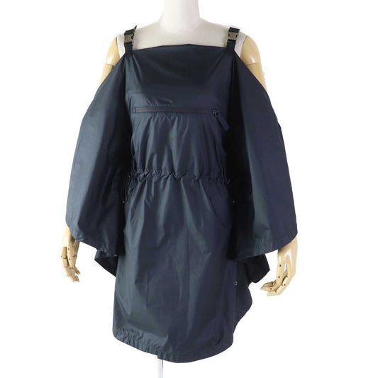 Christian Dior one piece 217R65A2829 polyester Navy Off Shoulder Drawstring Dress XS