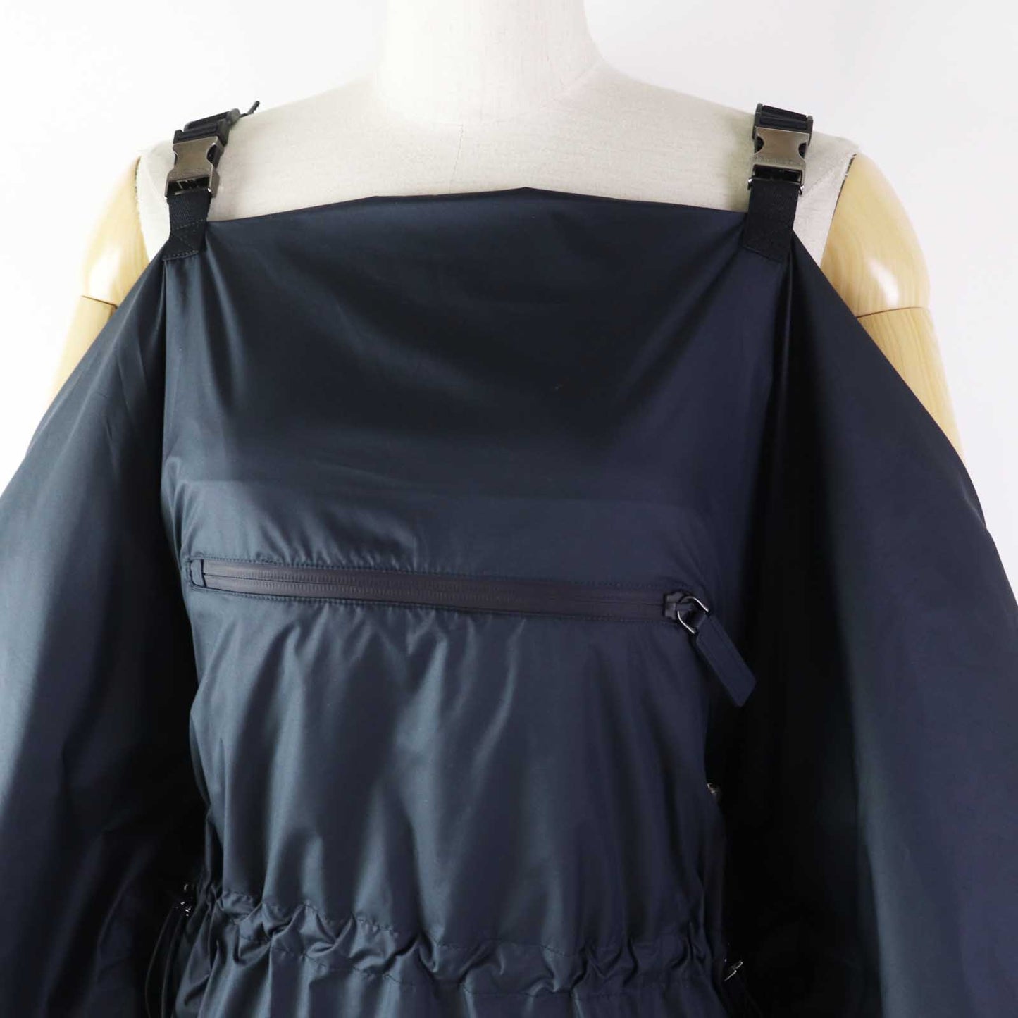 Christian Dior one piece 217R65A2829 polyester Navy Off Shoulder Drawstring Dress XS