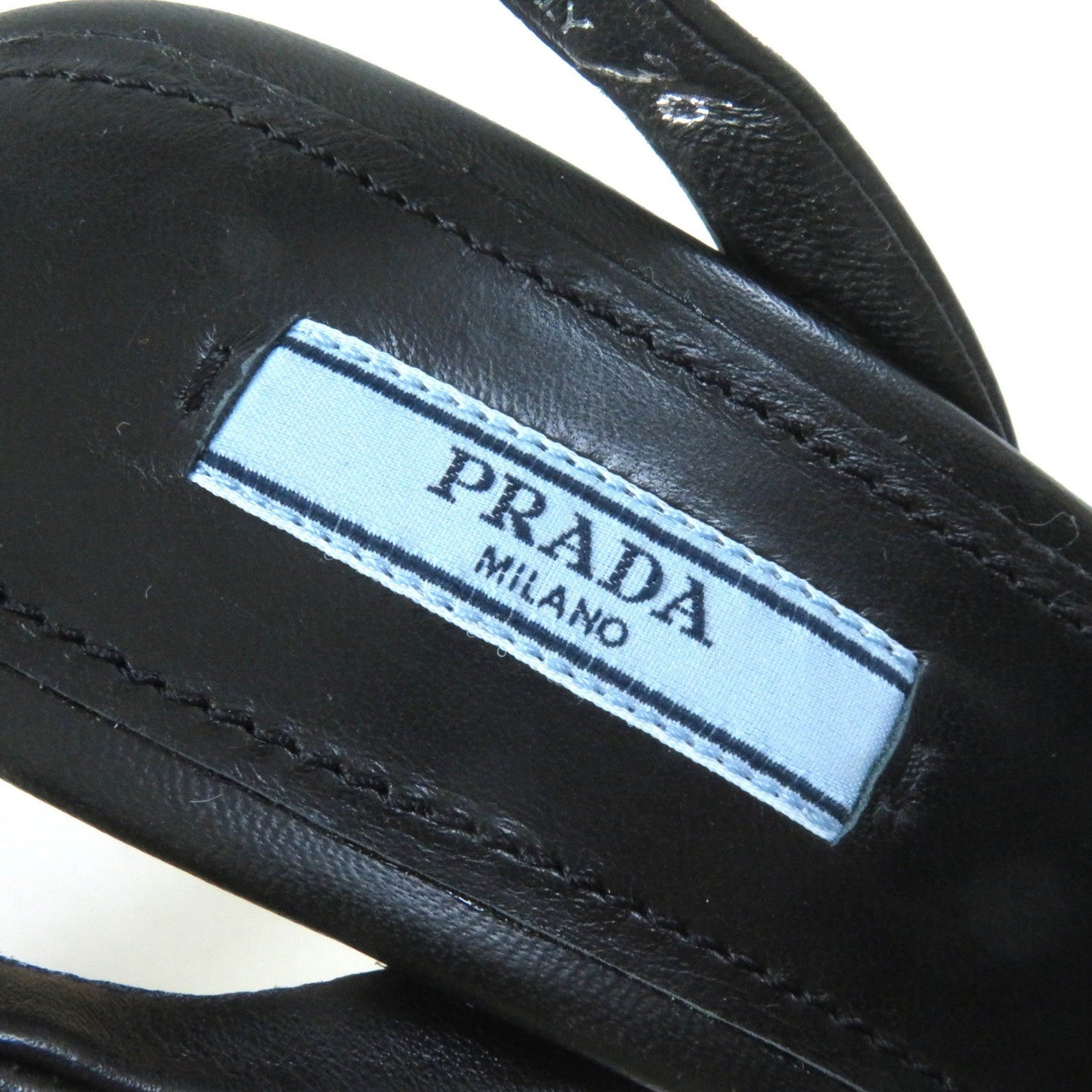 PRADA Sandals 1XZ753 Fabric, Leather black Ruffia Sandals/Wedge Sandals Triangle Logo Lace-Up Crochet 36