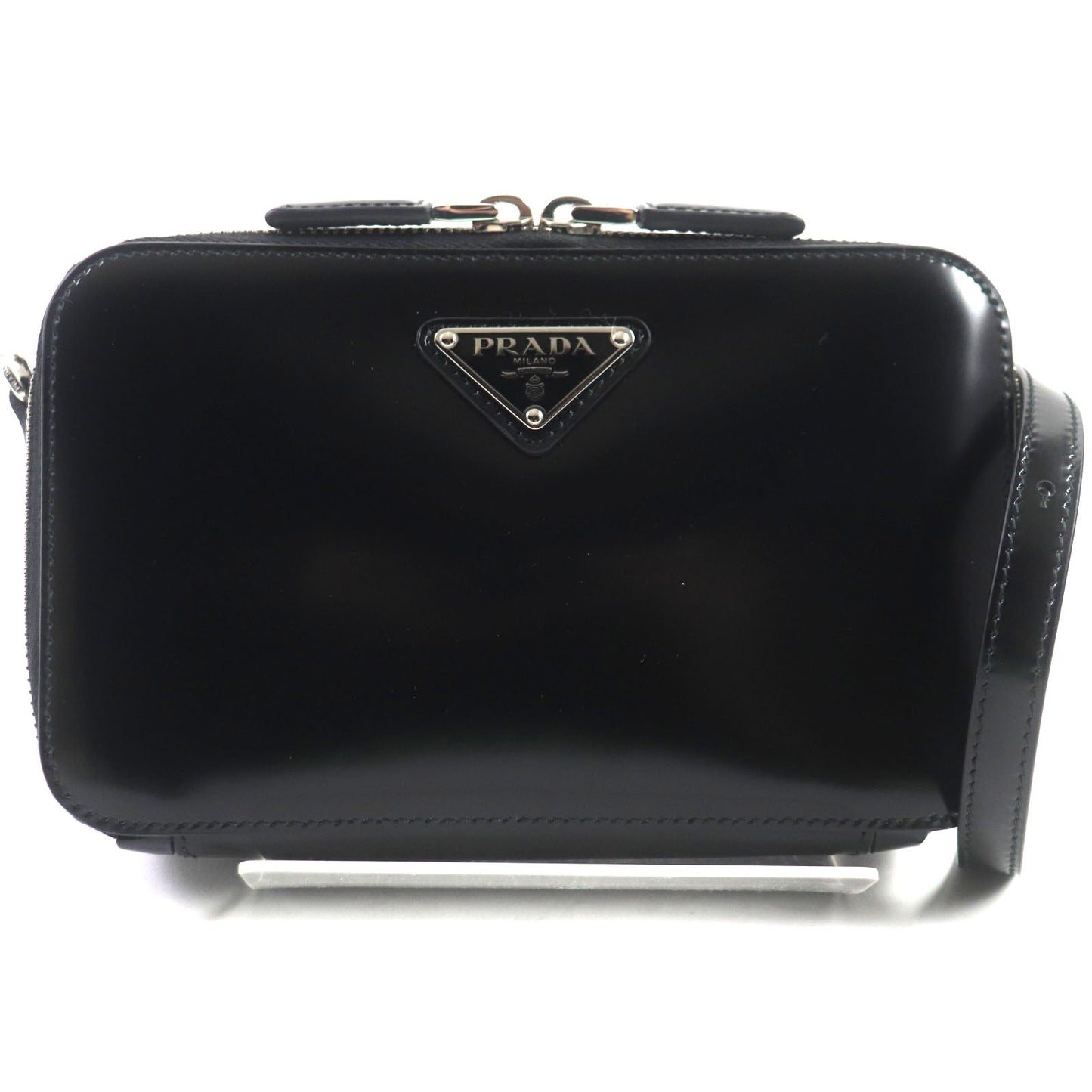 PRADA Shoulder Bag 2VH173 Brushed leather black Brick