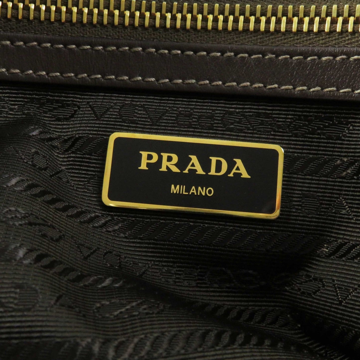 PRADA Handbag 1BA104 Leather canvas Beige Brown, CORDA BRUCIATO logo jacquard