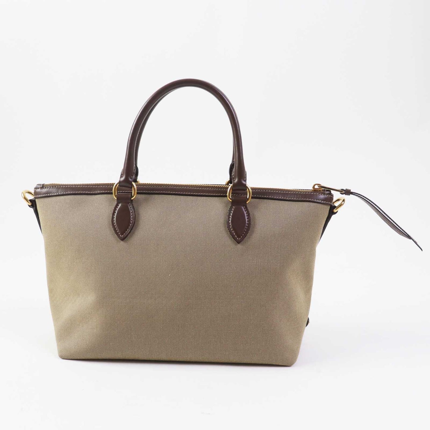 PRADA Handbag 1BA104 Leather canvas Beige Brown, CORDA BRUCIATO logo jacquard