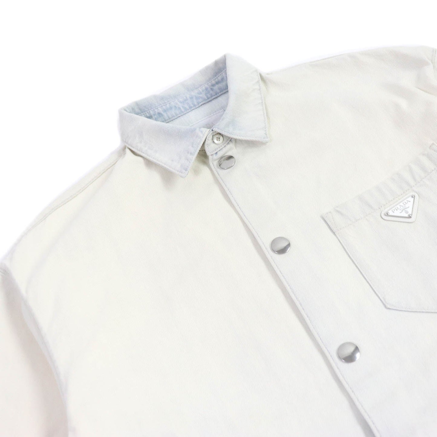 PRADA Denim Jacket GEC067 Main: 100% cotton leather, part: calf leather White type mens XXL Used