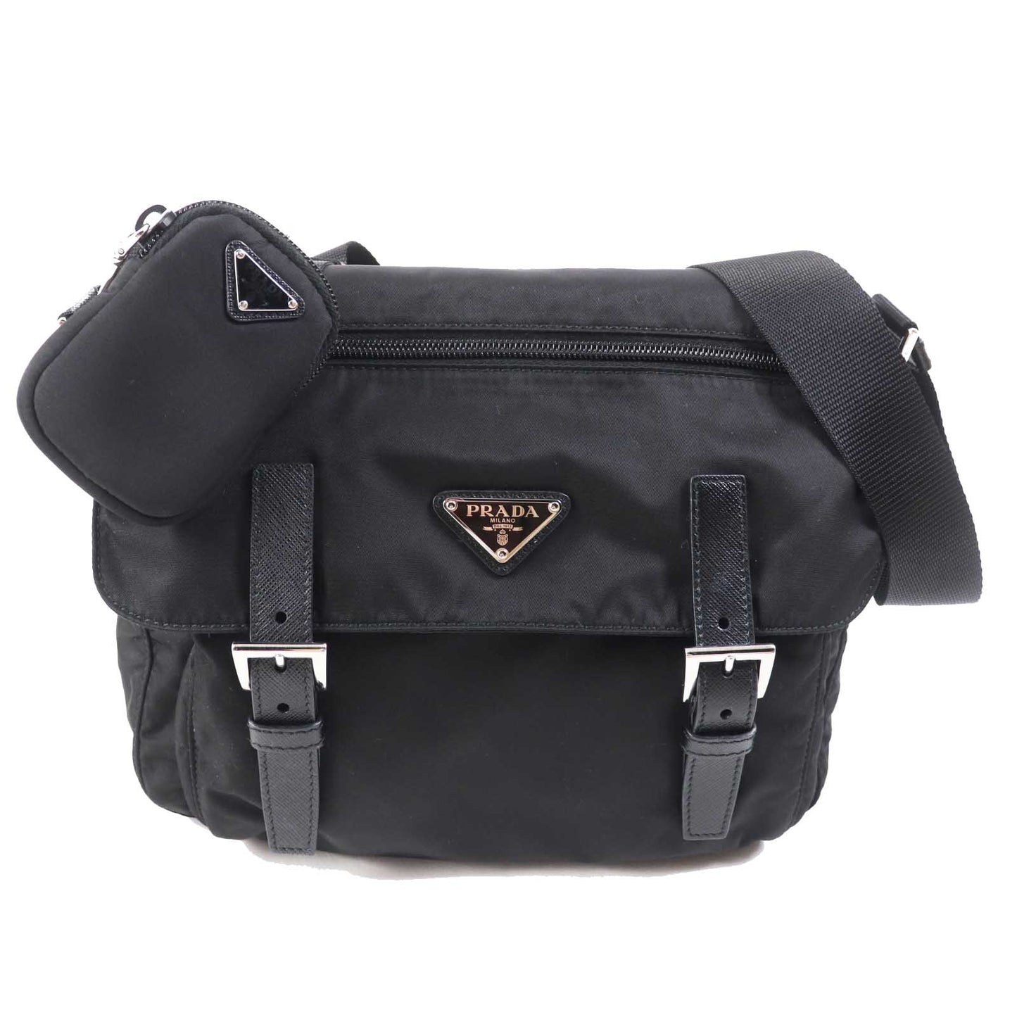 PRADA Shoulder Bag 1BD953 Main: Nylon, Part: Leather NERO Black Re-Nylon Women Used