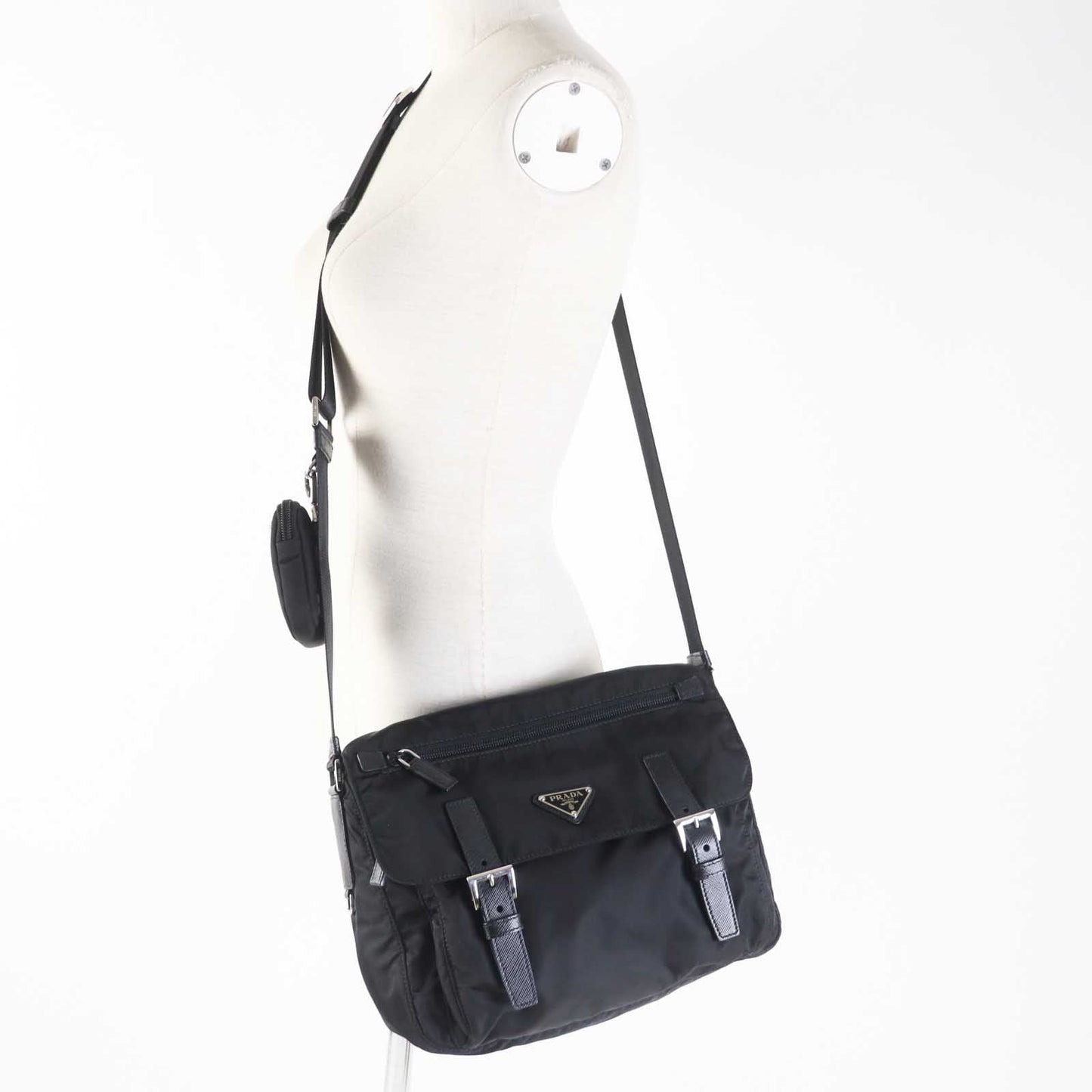 PRADA Shoulder Bag 1BD953 Main: Nylon, Part: Leather NERO Black Re-Nylon Women Used