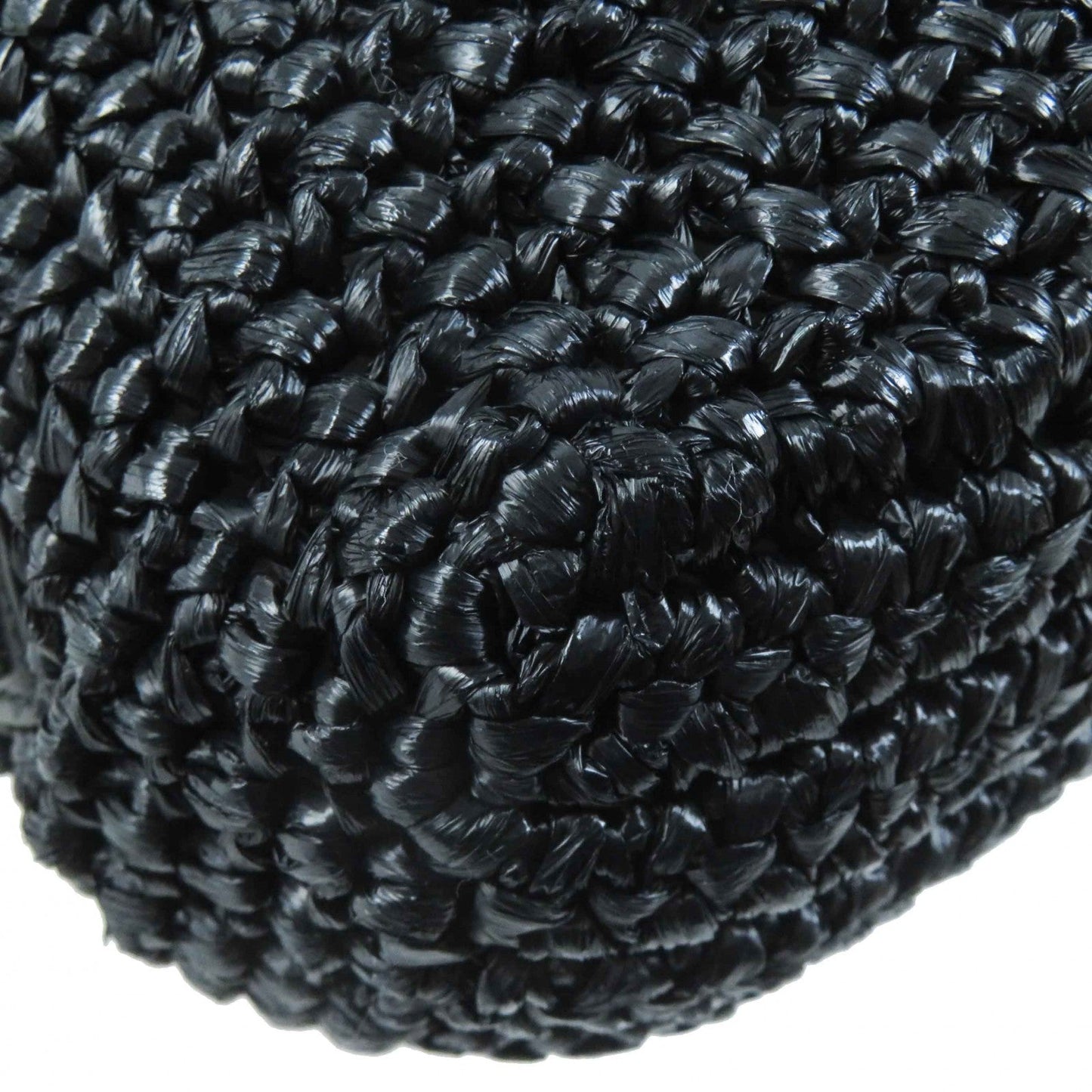 PRADA Tote Bag 1BG422 Raffia Black White small crochet