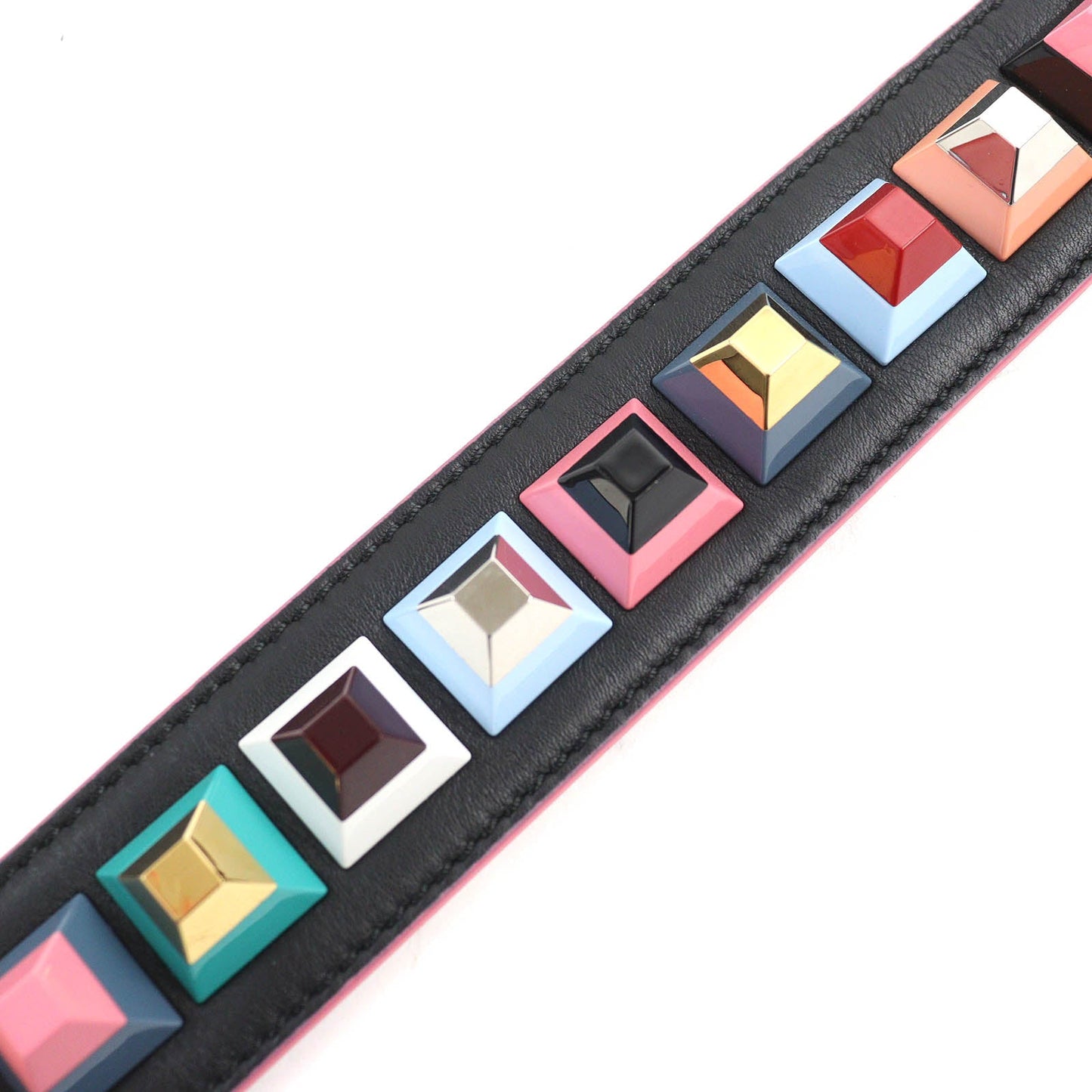 FENDI Shoulder strap 8AV077 leather Black Pink Multicolor Strap You