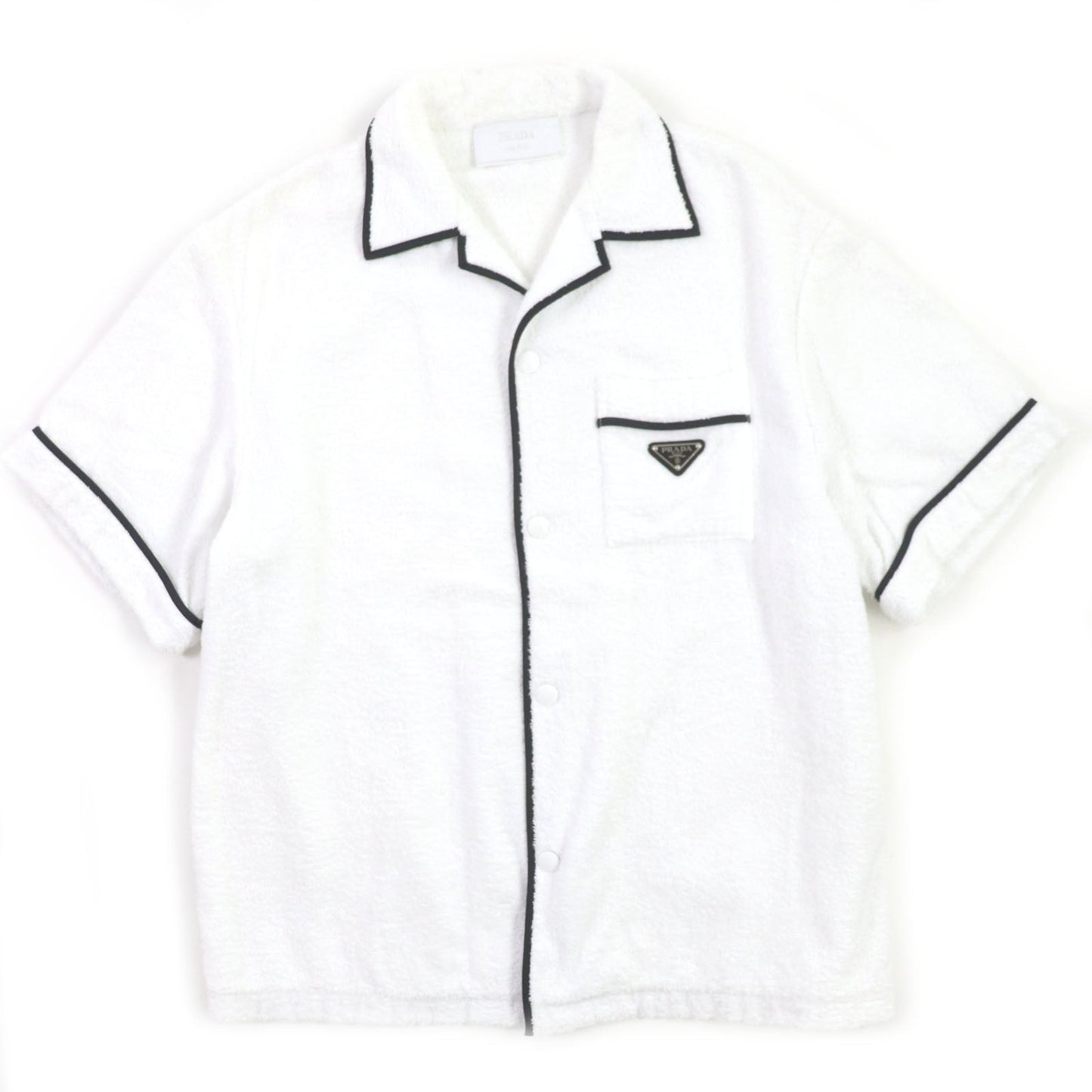 PRADA Short sleeve shirt SC559 cotton White black XL
