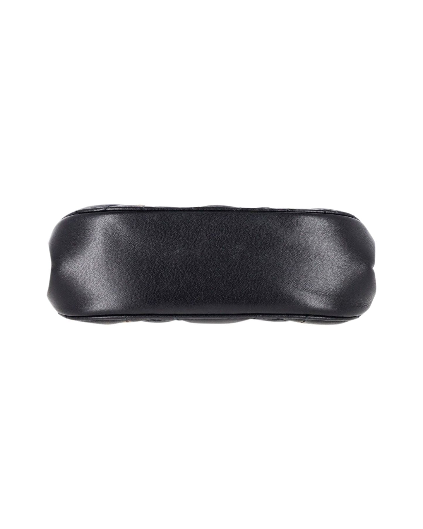 Dior Studded D-Fence Round Clutch with Chain in Black Leather