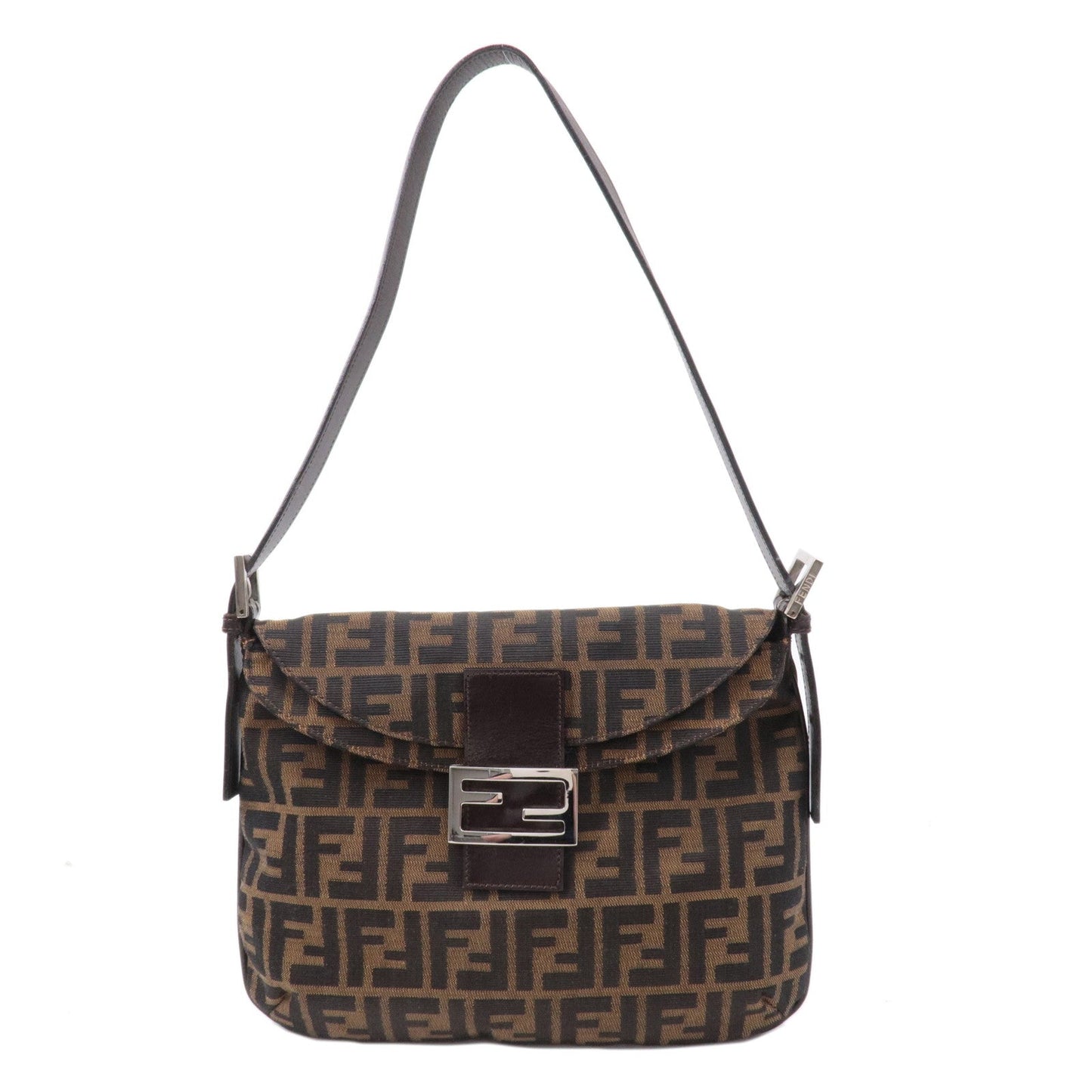 FENDI Zucca Canvas Leather Shoulder Bag Brown 83164900012