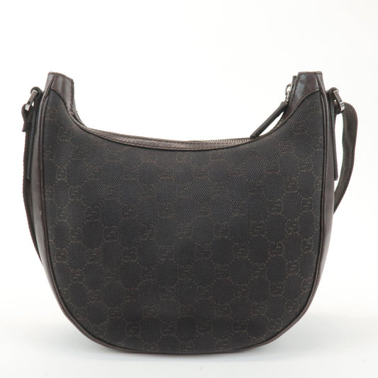 GUCCI GG Denim Leather Shoulder Bag Crossbody Dark Brownk