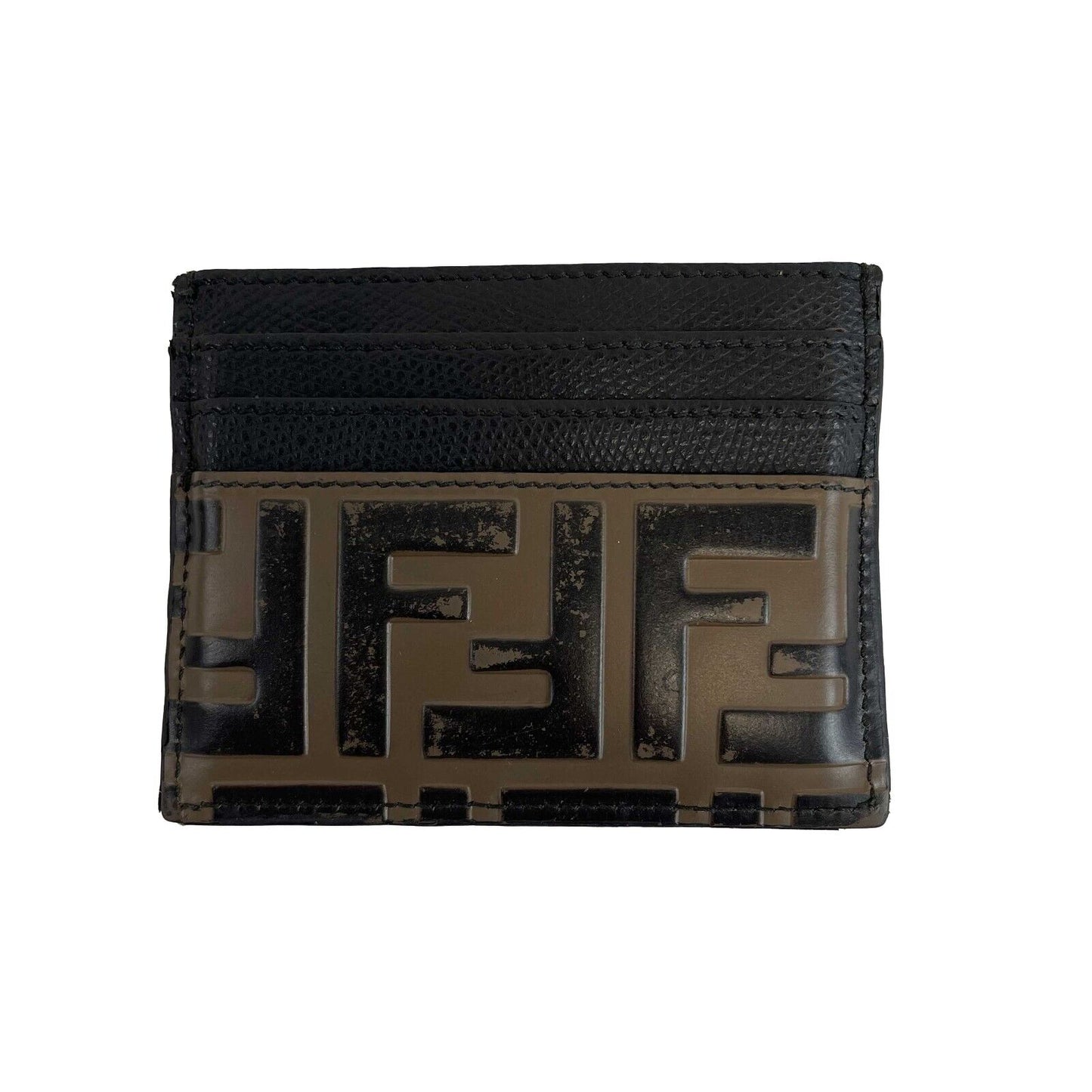 FENDI - Monogram FF Card Holder - Black, Brown w/ KIT