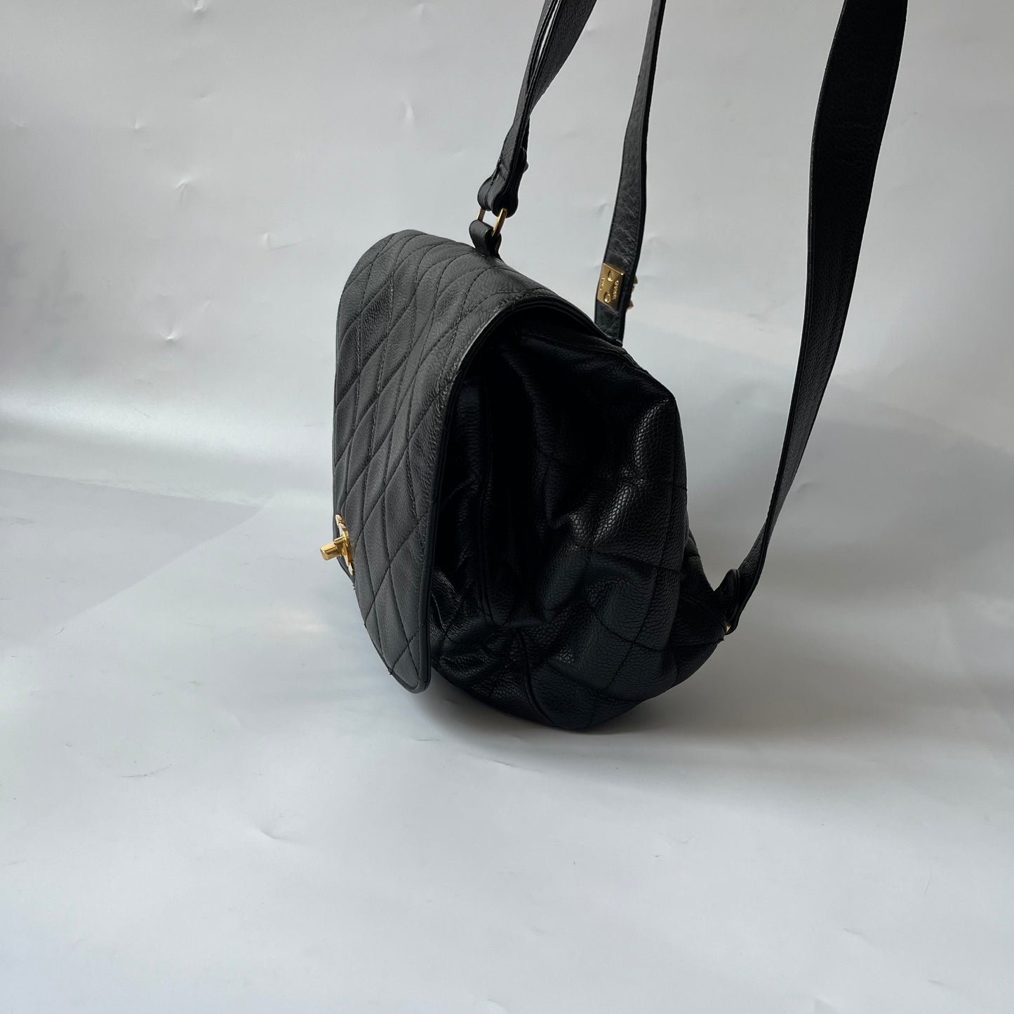 Chanel Vintage Duma Backpack Black Caviar Leather Gold Hardware, 1996-97