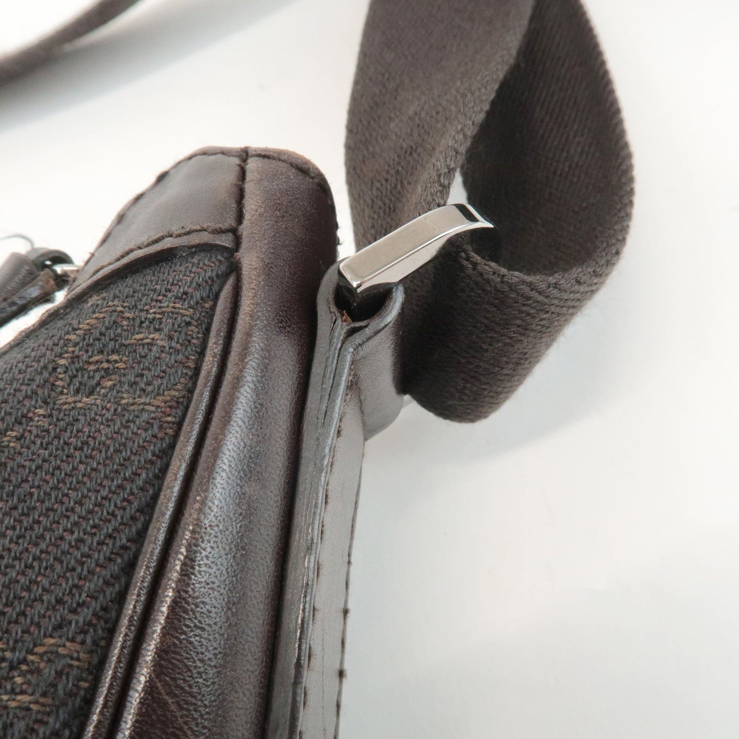 GUCCI GG Denim Leather Shoulder Bag Crossbody Dark Brownk