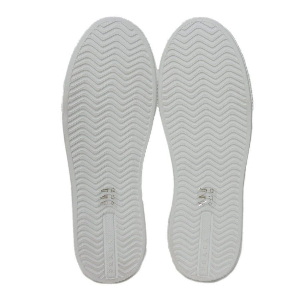 PRADA sneakers 1E621M Calf leather white Plat form logo print low tops Women 38.5 Used