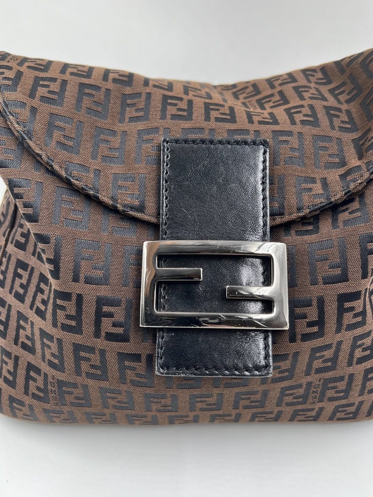 Vintage Fendi Mini Mamma Baguette in Brown Zucchino Canvas