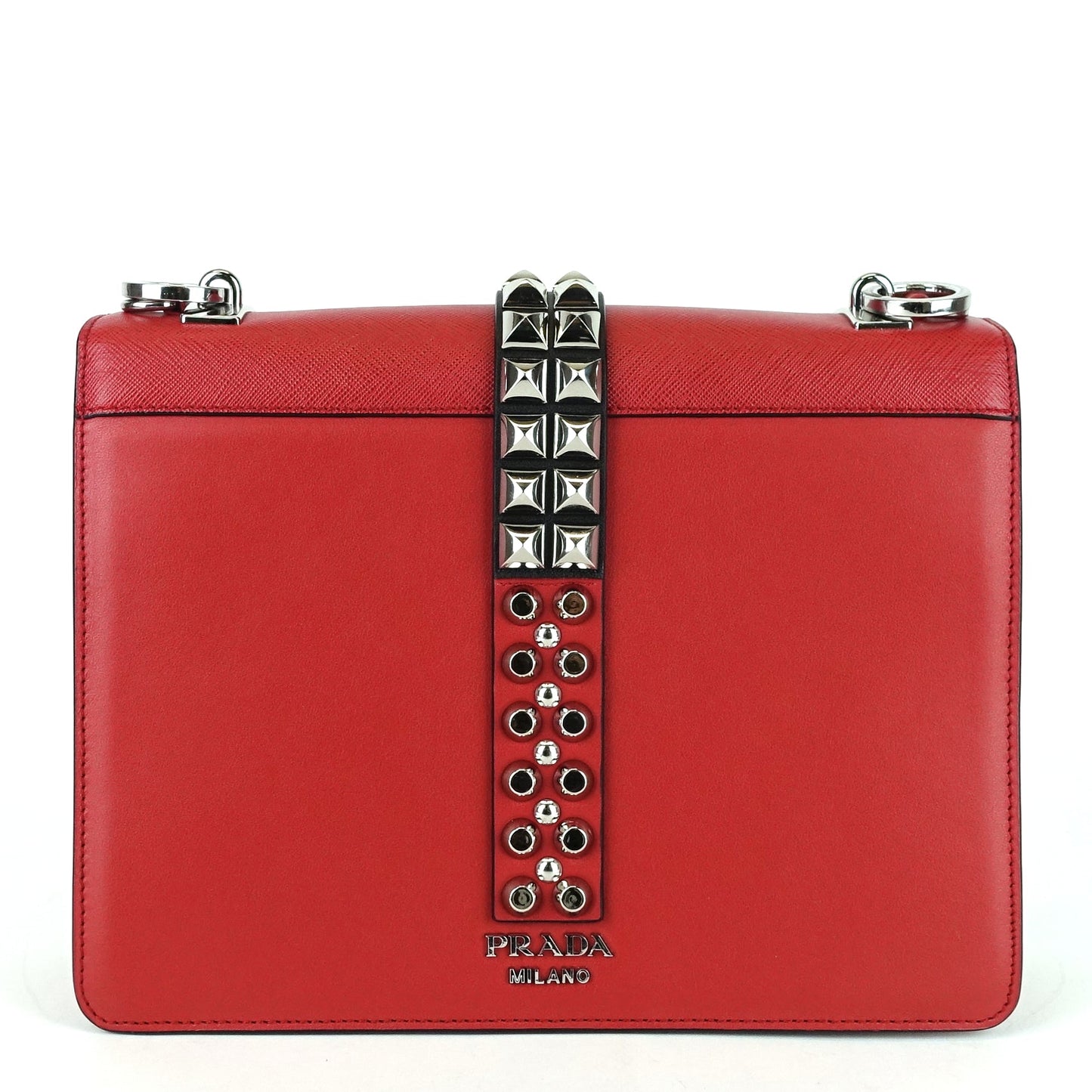 Elektra Studded Medium Calf Leather Shoulder Bag