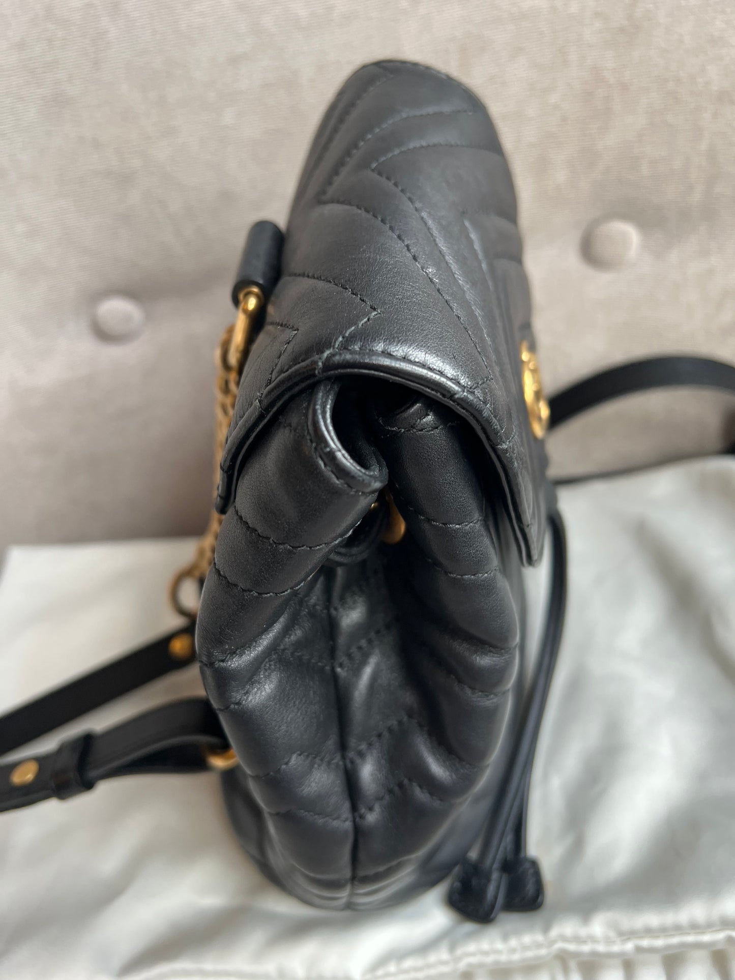 Gucci GG Black Mini Marmont Backpack