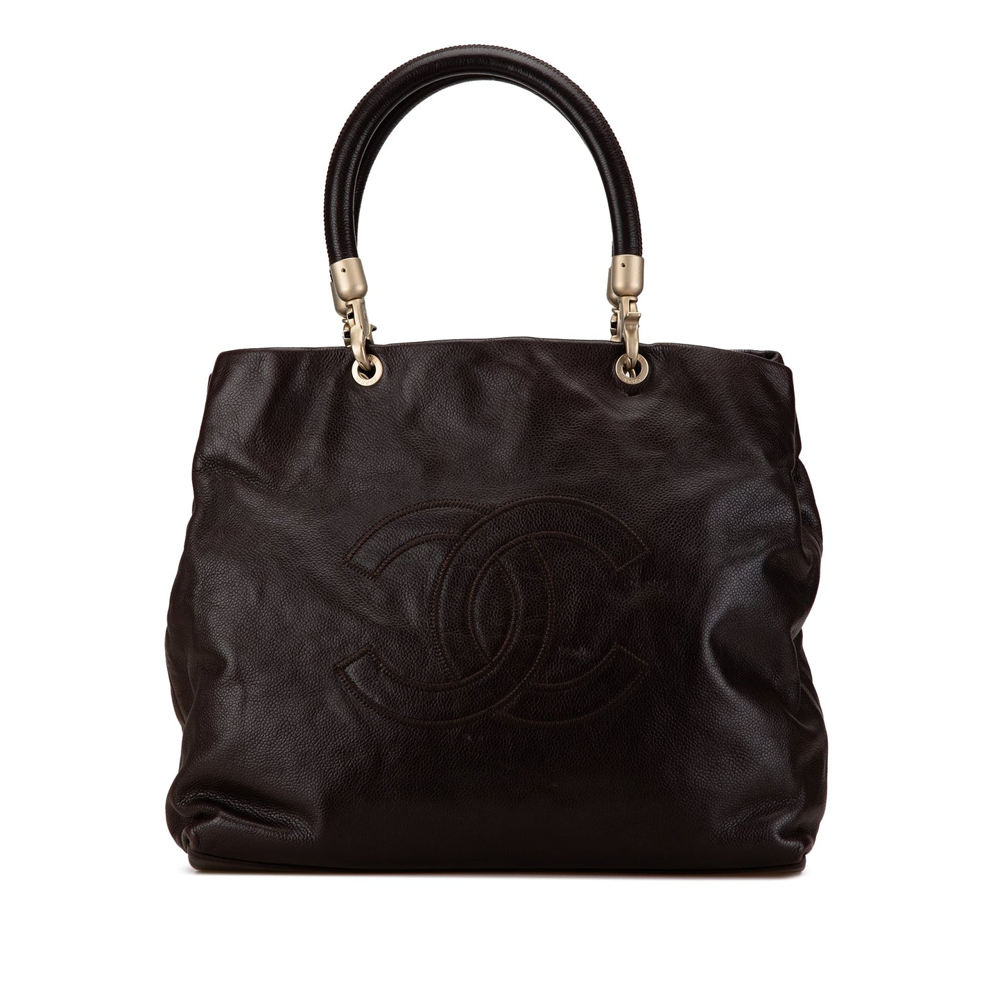 Brown Chanel CC Caviar Tote