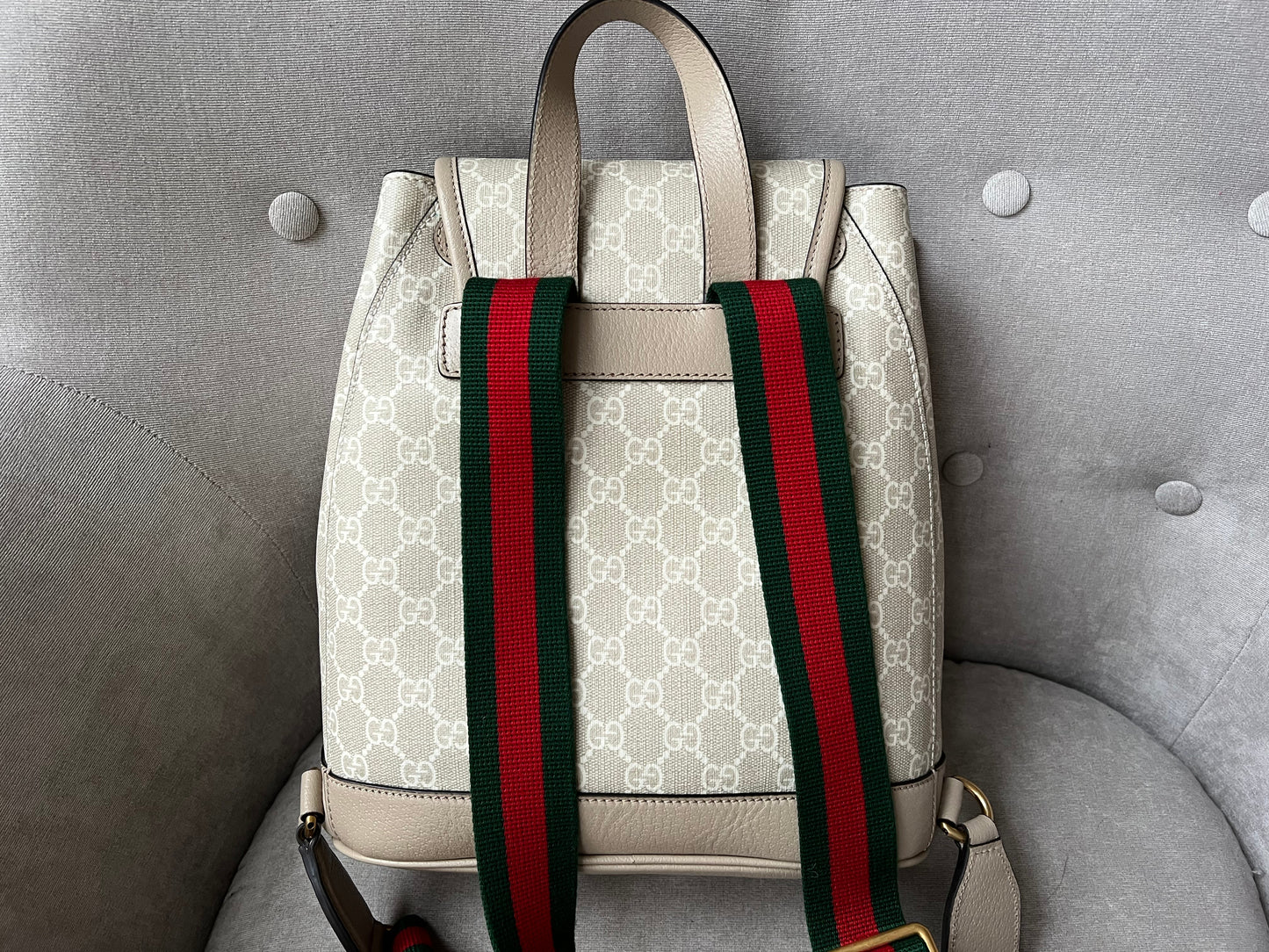 Gucci Beige and White Supreme Canvas Backpack