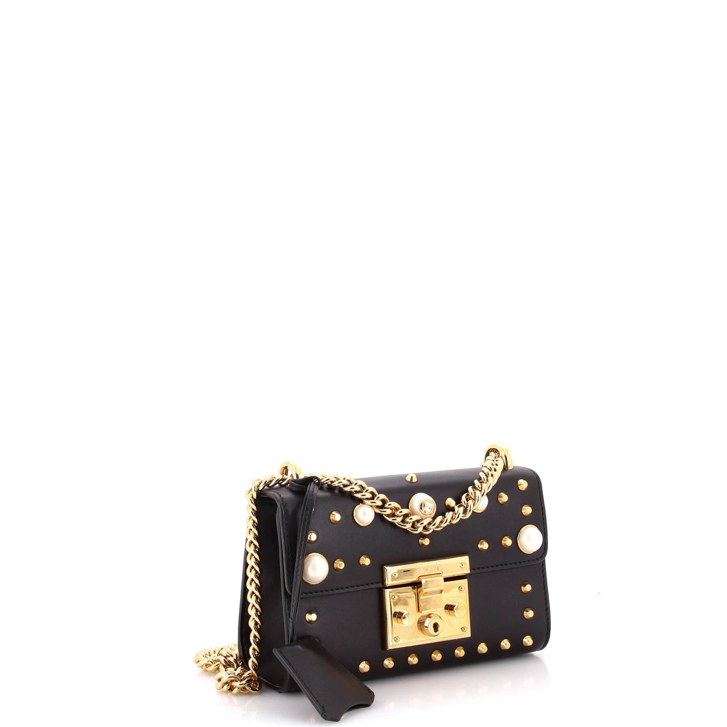 Pearly Padlock Shoulder Bag Studded Leather Small