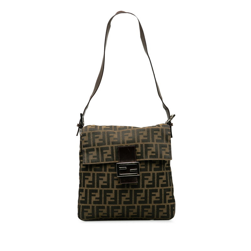 FENDY ZUCKA MANMABACKET ON SHOULDER BAG 26730 Brown canvas leather ladies FENDI