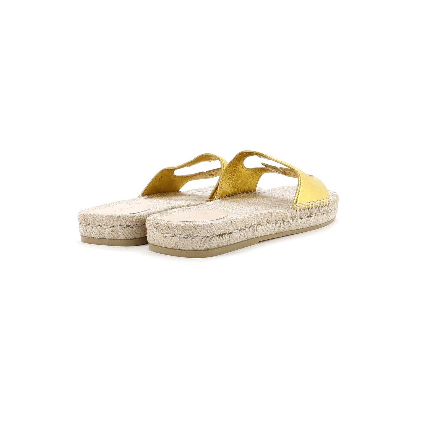 Women's Interlocking G Cut-Out Espadrille Slide Sandals Leather