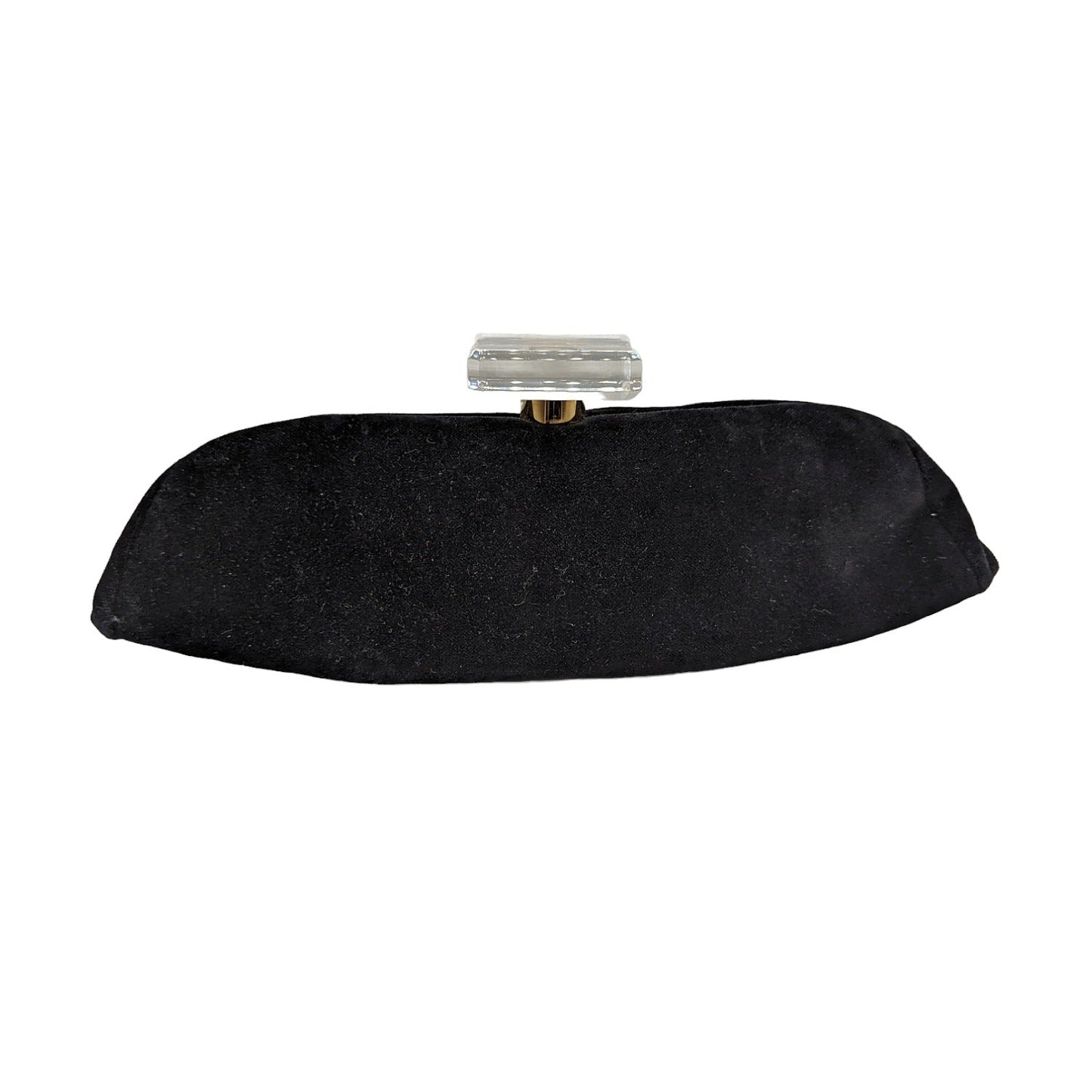 Chanel Vintage Velvet Gold Plexiglass Kiss-Lock Frame Clutch