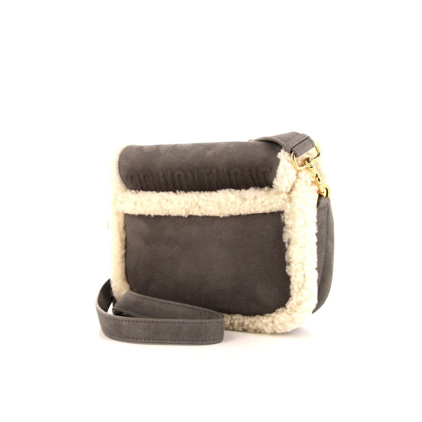 Dior Bobby shoulder bag in grey suede and beige skin-out fur