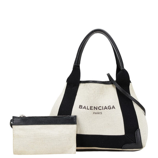 Balenciaga Canvas Leather Navy Cabas XS 2way Bag 390346