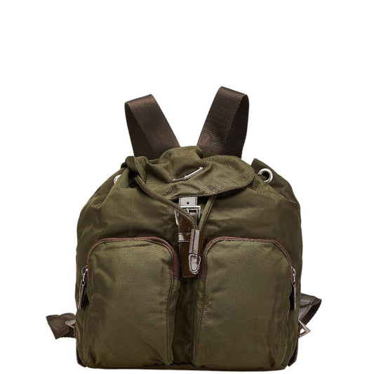 Prada Nylon Leather Triangle Logo Plate Backpack