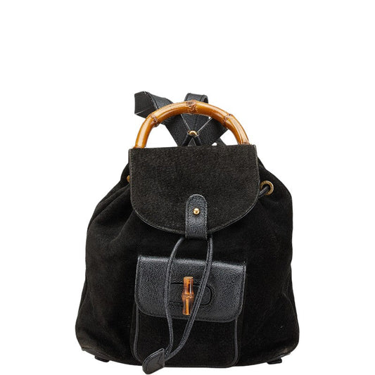 Gucci Leather Suede Bamboo Backpack 00320580030