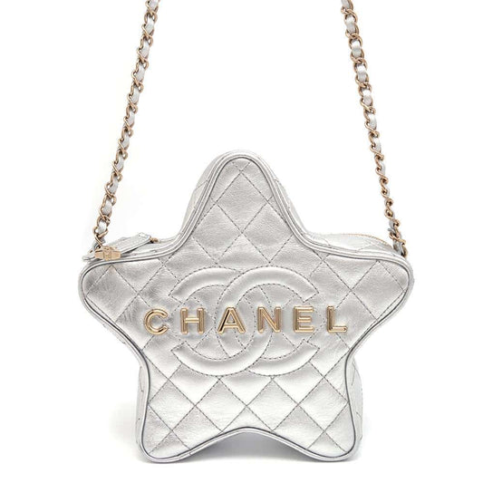 CHANEL Star-shaped Shoulder Bag SilverAS4579 Lambskin