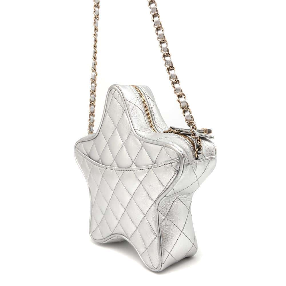 CHANEL Star-shaped Shoulder Bag SilverAS4579 Lambskin