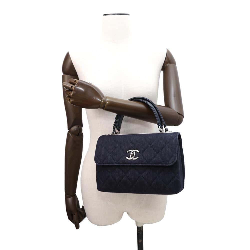 CHANEL Trendy CC 2WAY Chain Shoulder NavyA92236 Denim Size Small