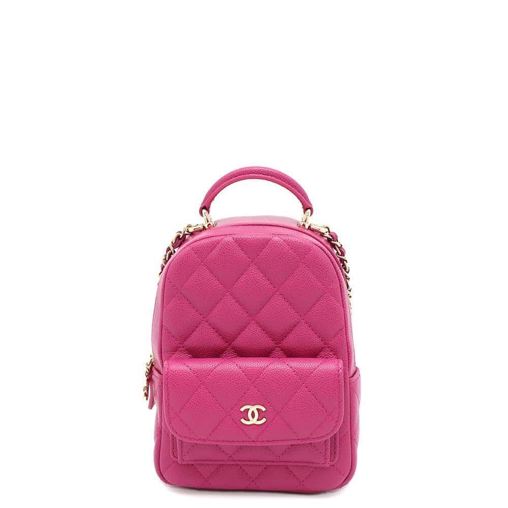 CHANEL 2way Backpack Shoulder Bag Fuschia Pink AP3753 Caviar Leather