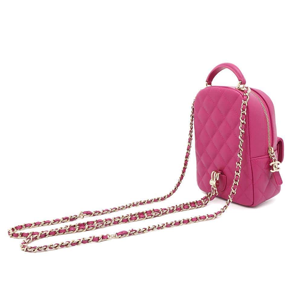 CHANEL 2way Backpack Shoulder Bag Fuschia Pink AP3753 Caviar Leather