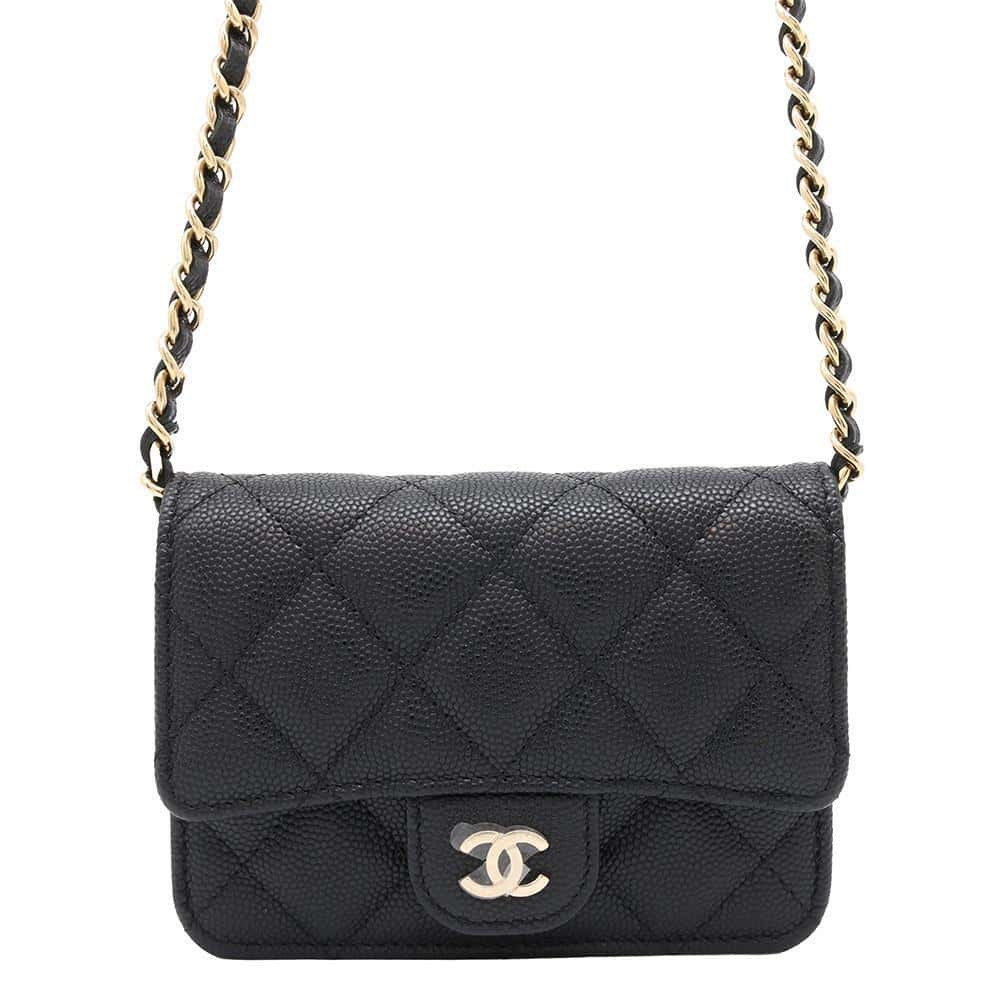 CHANEL Matelasse ChainShoulder Bag BlackAP2727 Caviar Leather