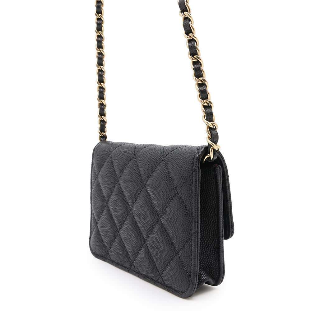 CHANEL Matelasse ChainShoulder Bag BlackAP2727 Caviar Leather