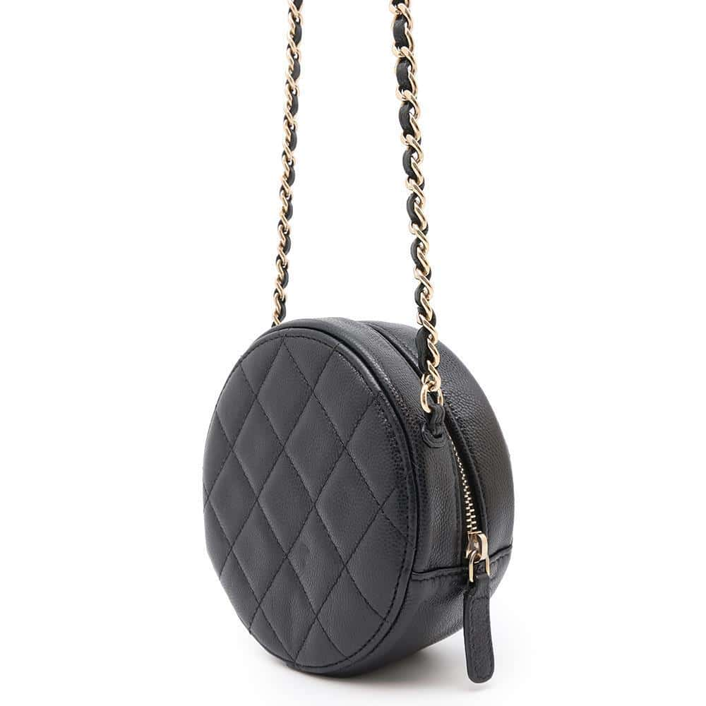 CHANEL Round Shoulder Bag BlackAP0245 Caviskin Size Mini