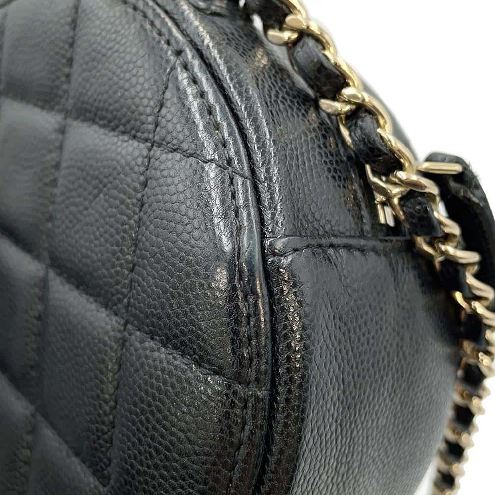 CHANEL Round Shoulder Bag BlackAP0245 Caviskin Size Mini