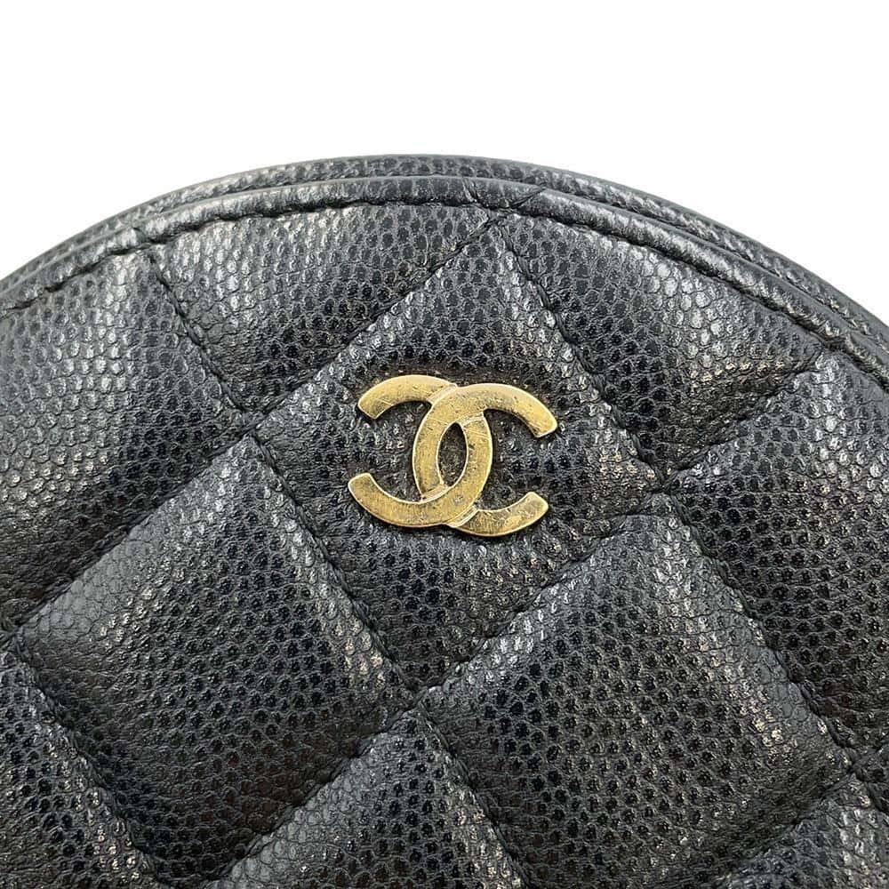 CHANEL Round Shoulder Bag BlackAP0245 Caviskin Size Mini