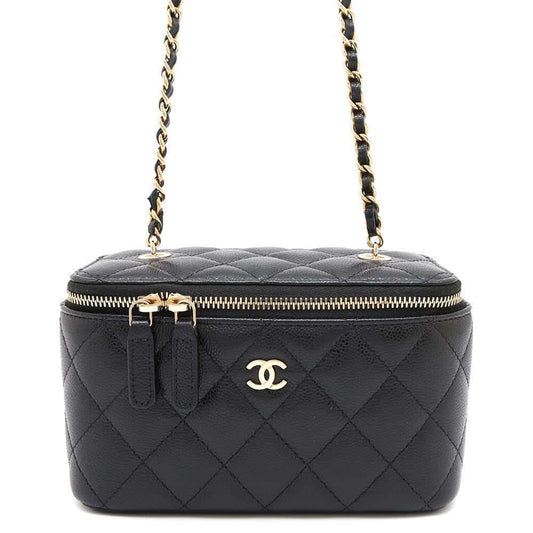 CHANEL Matelasse Vanity ChainShoulder Bag BlackAP1341 Caviar Leather